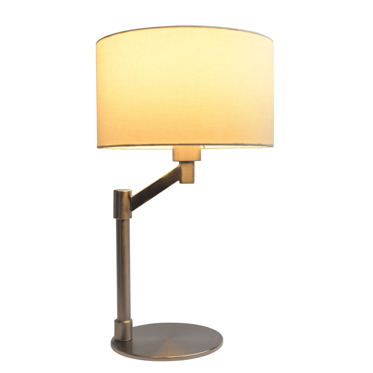 Horizon - Table Lamp With On / Off Switch Curved Base Linen Shade - Brushed Nickel / Silver / White - Furniture Home Direct