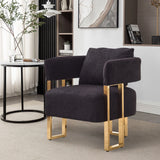 Modern Decorative Chair Teddy Fleece Upholstered And Metal Foot - Furniture Home Direct