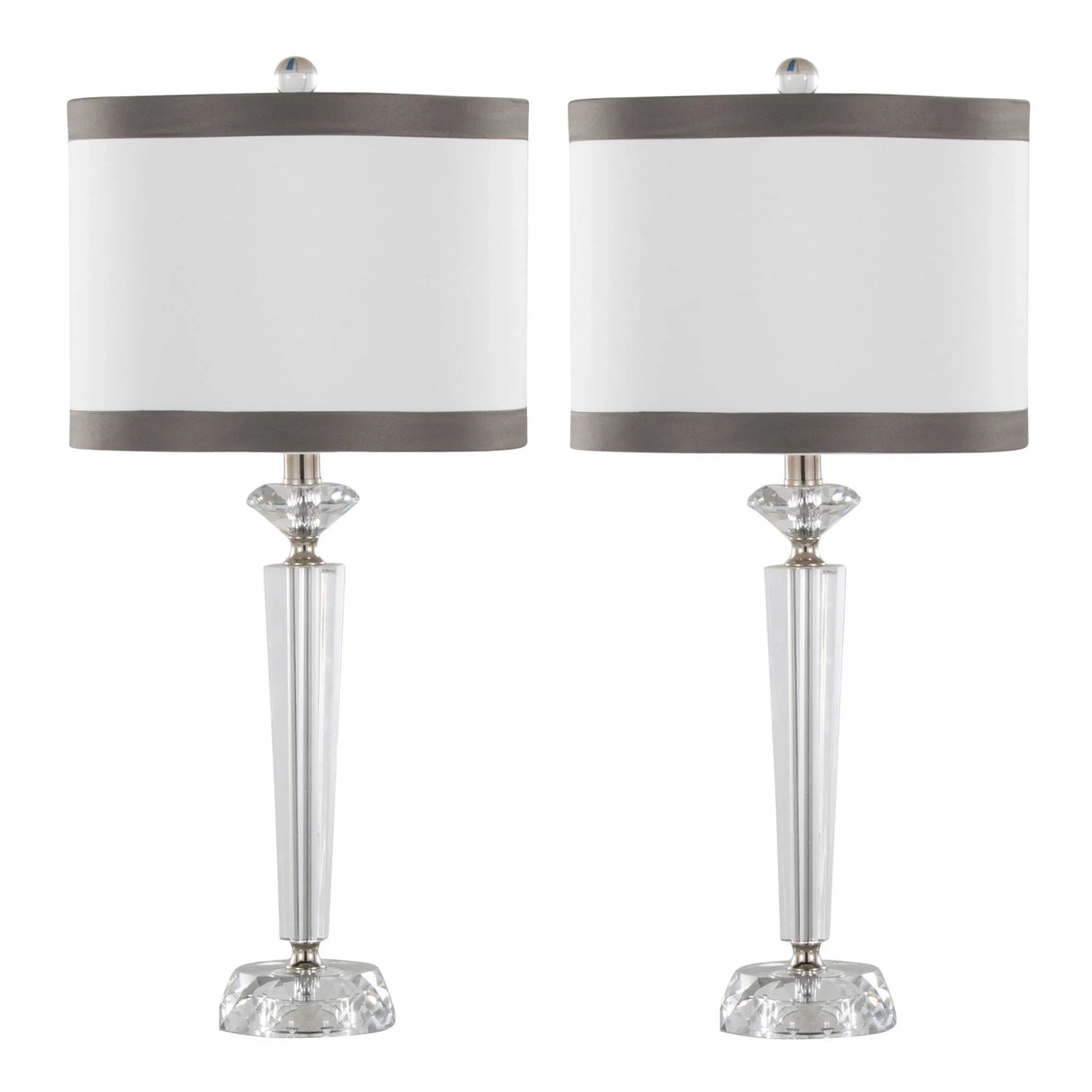 Diamond - Torch Crystal Contemporary Table Lamp (Set of 2) - Clear / Off White / Dark Gray / Polished Nickel - Furniture Home Direct