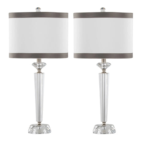 Diamond - Torch Crystal Contemporary Table Lamp (Set of 2) - Clear / Off White / Dark Gray / Polished Nickel - Furniture Home Direct