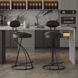 Bar Stools Upholstered Counter Height Barstools For Kitchen Island Modern PU Leather Dining Chairs With Footrest (Set of 2) - Furniture Home Direct