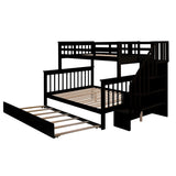 Bunk Bed With Twin Size Trundle, Storage And Guard Rail For Bedroom - Furniture Home Direct