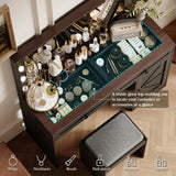 Makeup Vanity Table, Makeup Table With Large Mirror And 11 LED Light, Brightness Adjustable, Dressing Table Desk With 3 Drawers, Vanity Desk For Women (With Stool) - Furniture Home Direct