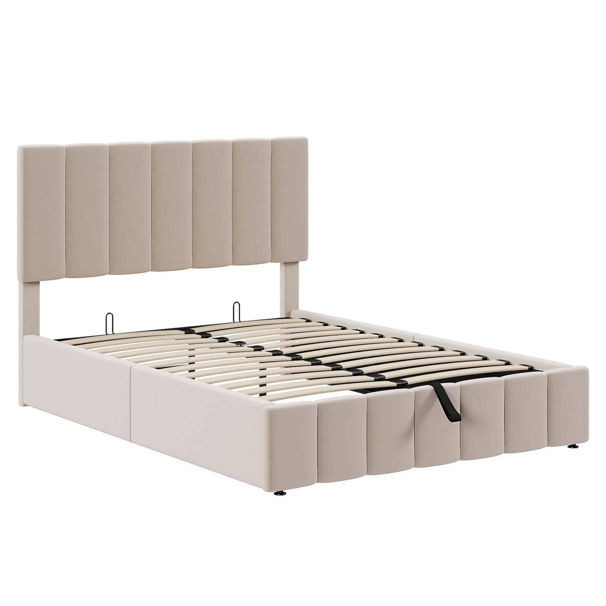 Elegant Upholstered Platform Bed With Hydraulic Storage System - Furniture Home Direct