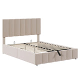 Elegant Upholstered Platform Bed With Hydraulic Storage System - Furniture Home Direct