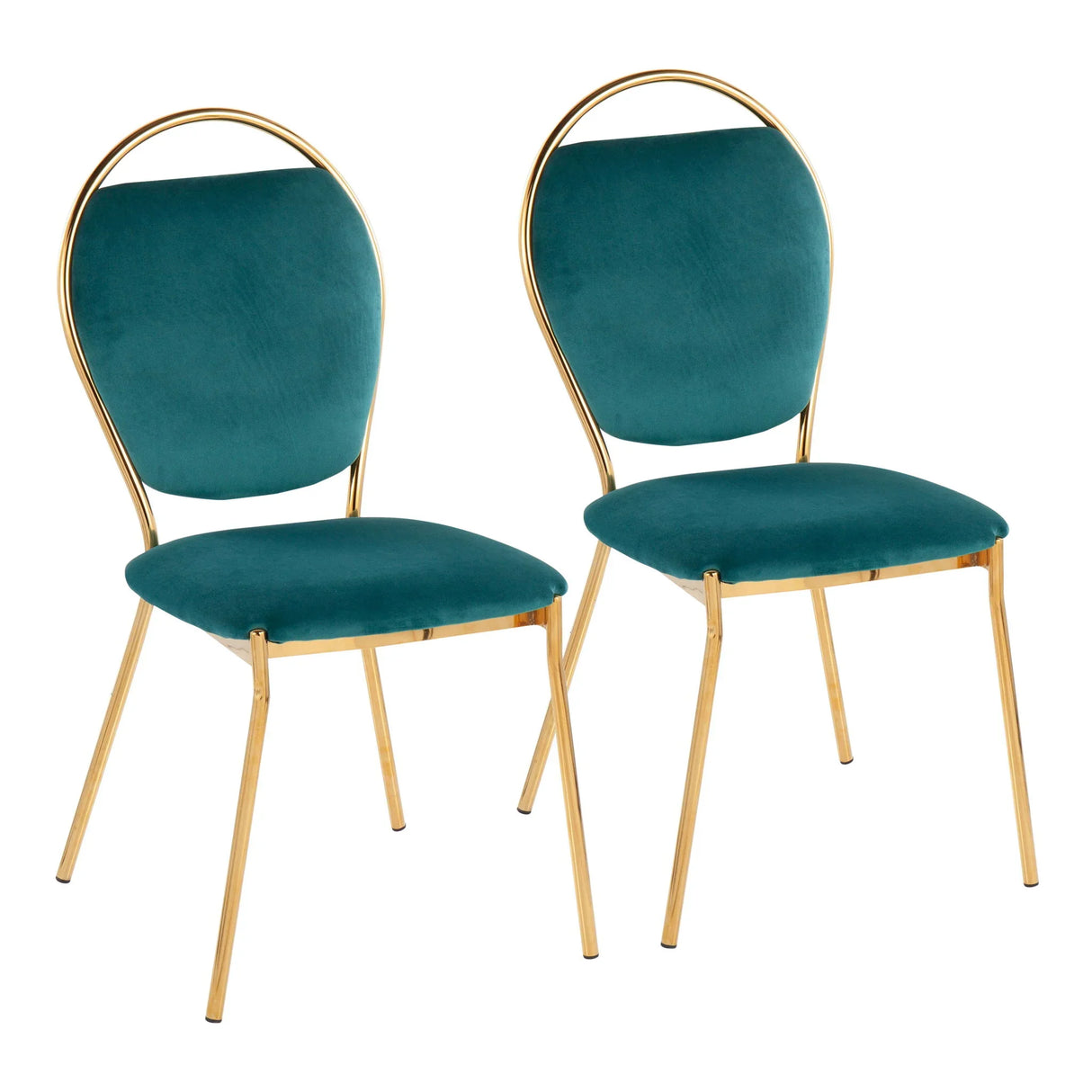 Keyhole - Contemporay / Glam Dining Chair (Set of 2) - Gold / Green - Furniture Home Direct