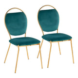 Keyhole - Contemporay / Glam Dining Chair (Set of 2) - Gold / Green - Furniture Home Direct