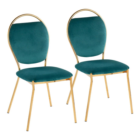 Keyhole - Contemporay / Glam Dining Chair (Set of 2) - Gold / Green - Furniture Home Direct