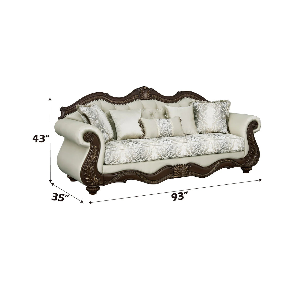 Pierce - 5 Pieces Living Room Set - Beige / Cherry - Furniture Home Direct