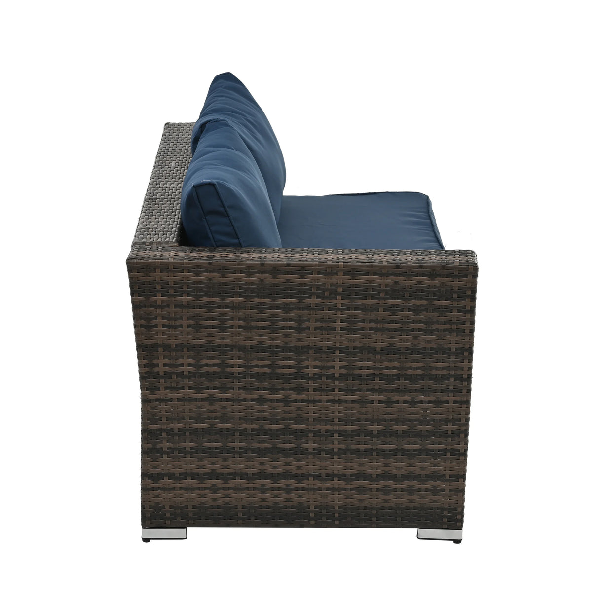 4 Piece Outdoor Sectional Set With Tempered Glass Coffee Table - Blue - Furniture Home Direct