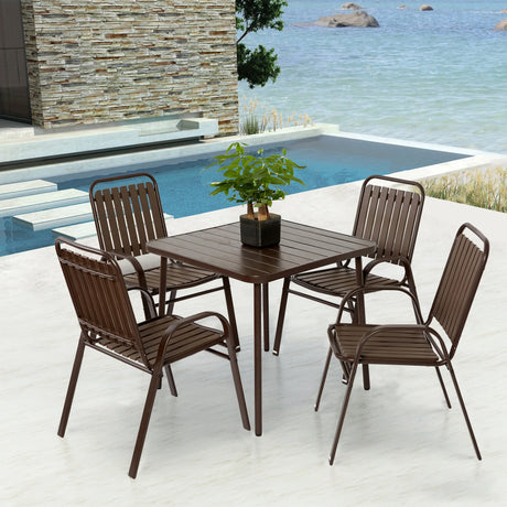 5-Piece Outdoor Dining Set - Brown - Furniture Home Direct