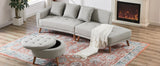 107 Inch Contemporary Sofa With Round Storage Ottoman Grey - Furniture Home Direct