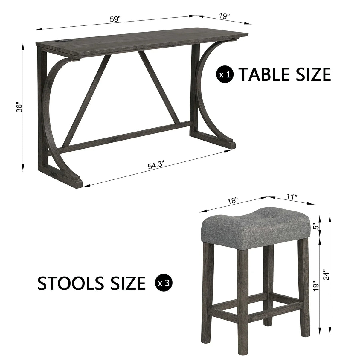 Bar Table Set With 3 Padded Stools - Furniture Home Direct