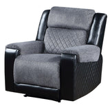 Reclining Living Room Set In Grey Fabric And Quilted Black - Furniture Home Direct