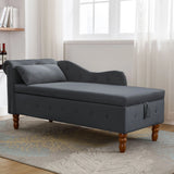 Chaise Lounge Indoor, Velvet Lounge Chair For Bedroom With Storage & Pillow, Modern Upholstered Rolled Arm Chase Lounge For Sleeping With Nailhead Trim For Living Room Bedroom Office - Furniture Home Direct