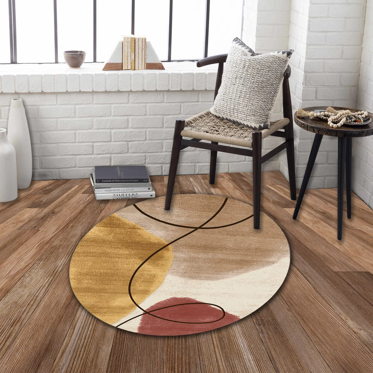 Rabbit - Washable Non - Slip Round Rug - Ivory / Gold - Furniture Home Direct