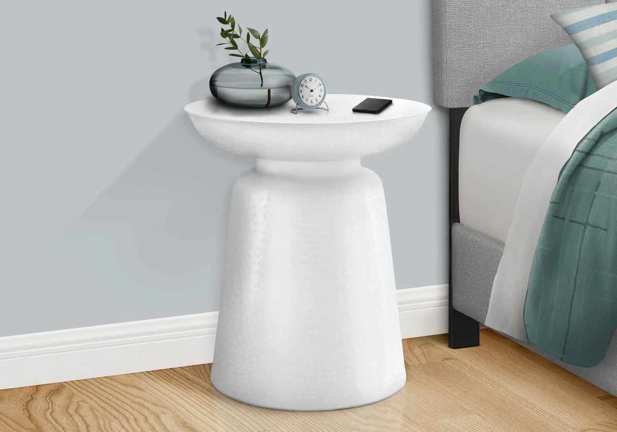 Drum Accent Side Table, Hammered Texture - Furniture Home Direct