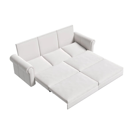 3 In 1 Convertible Sleeper Sofa With Nailhead Trim & Rolled Arm - Furniture Home Direct