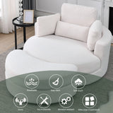 Linen Barrel Swivel Chair With Storage Ottoman - Furniture Home Direct