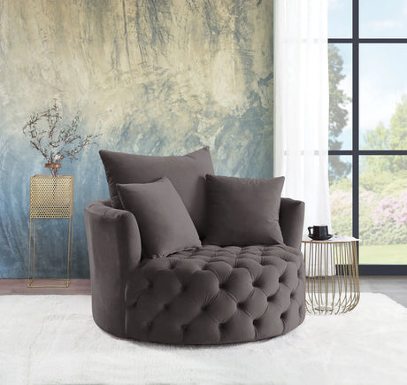 Zunyas - Velvet Accent Chair With Swivel - Furniture Home Direct