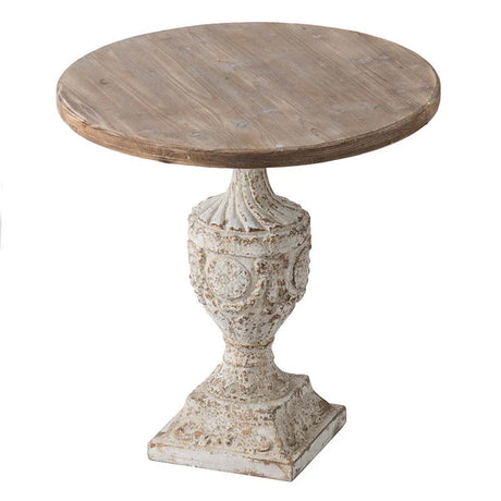 Antique Round Wood Table - Antique White / Gray - Furniture Home Direct