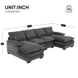 Modern U-Shaped Sectional Sofa With Waist Pillows, 6 Seat Upholstered Symmetrical Sofa Furniture, Sleeper Sofa Couch With Chaise Lounge For Living Room - Furniture Home Direct