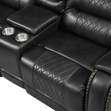 Sectional Sofa Manual Reclining With LED Light Strips Black - Furniture Home Direct