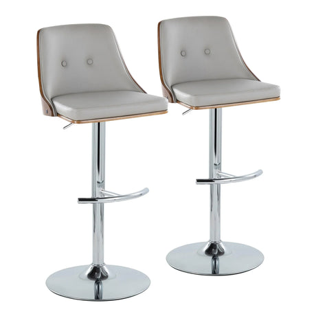 Gianna - Mid Century Modern Adjustable Barstool With Swivel With Rounded T Footrest (Set of 2) - Furniture Home Direct