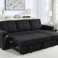 Toby - Woven Fabric Reversible Sleeper Sectional Sofa With Storage Chaise Cup Holder Charging Ports And Pockets - Furniture Home Direct