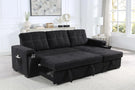 Toby - Woven Fabric Reversible Sleeper Sectional Sofa With Storage Chaise Cup Holder Charging Ports And Pockets - Furniture Home Direct