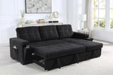 Toby - Woven Fabric Reversible Sleeper Sectional Sofa With Storage Chaise Cup Holder Charging Ports And Pockets - Furniture Home Direct