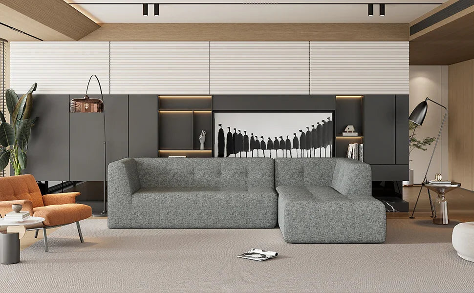 Modular Sectional Sofa in Chenille for Living Rooms Gray - Furniture Home Direct