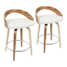 Grotto - Contemporary Fixed Height Counter Stool & Swivel With Round Footrest (Set of 2) - Furniture Home Direct
