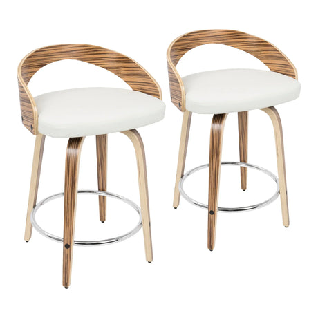 Grotto - Contemporary Fixed Height Counter Stool & Swivel With Round Footrest (Set of 2) - Furniture Home Direct