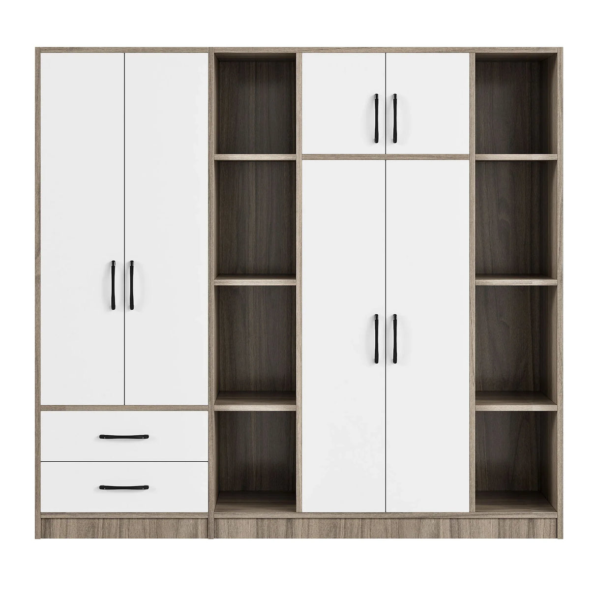 6 Door Wardrobe With Shelves And Drawers - Furniture Home Direct
