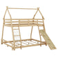 Twin Over Queen House Bunk Bed With Climbing Nets And Climbing Ramp - Furniture Home Direct