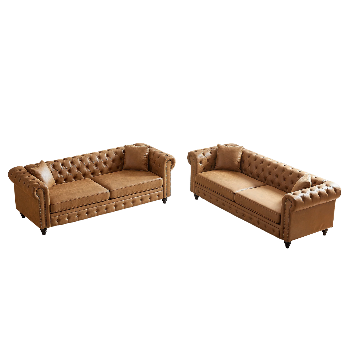 2 PC Living Room Set With Solid Frame - Light Brown - Furniture Home Direct