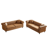 2 PC Living Room Set With Solid Frame - Light Brown - Furniture Home Direct