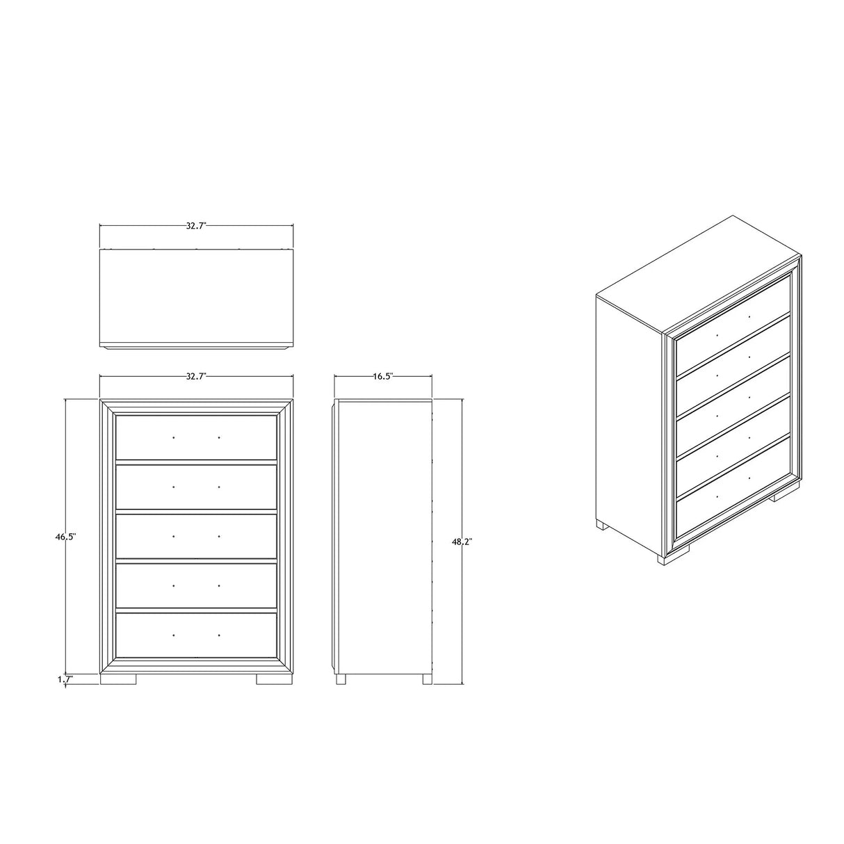 Adelaide - Chest 5 Drawer Storage Unit - Furniture Home Direct