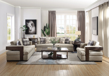 Niamey - 3 Piece Living Room Set With Toss Pillows - Walnut - Furniture Home Direct