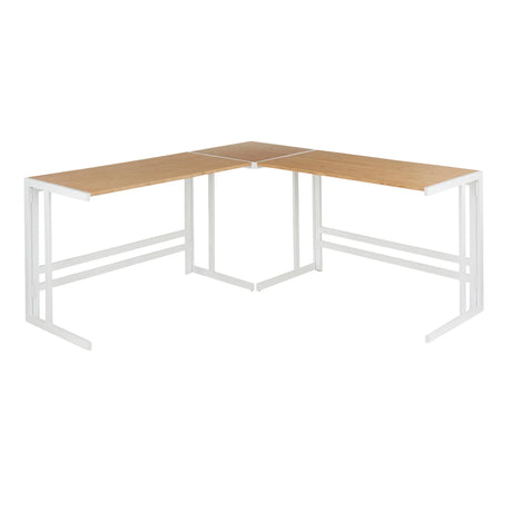 Roman - Industrial L Shaped Desk - White / Natural - Furniture Home Direct