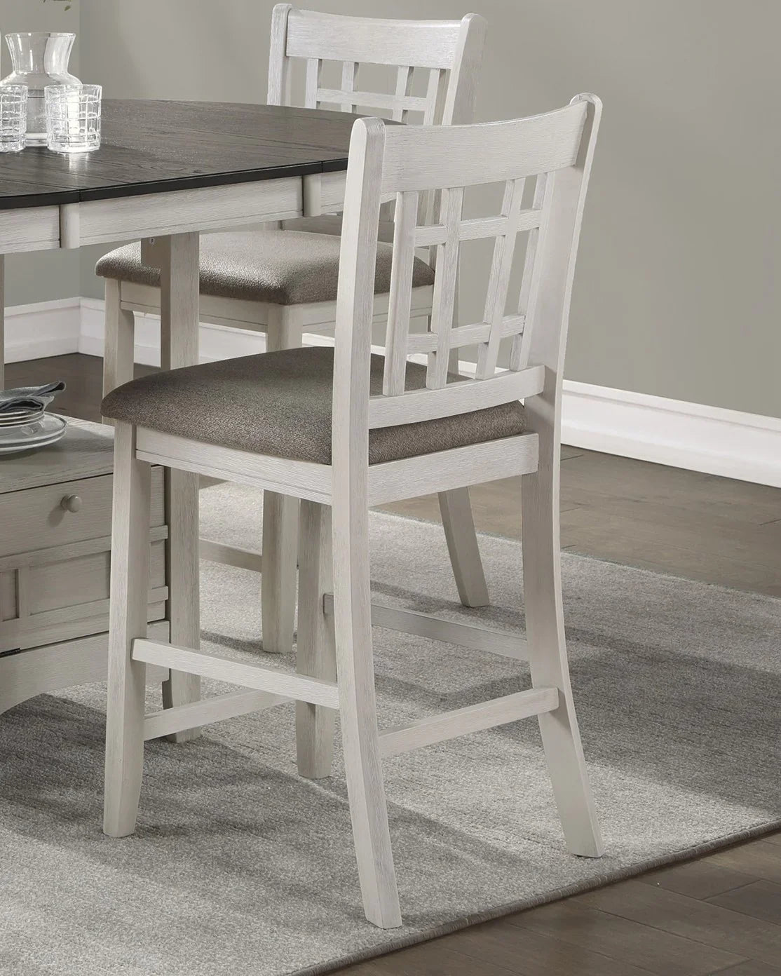Counter Height Dining Set With Storage Base Antique White - Furniture Home Direct