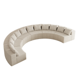 Corduroy Curved Modular Sectional With 12 pillows - White - Furniture Home Direct