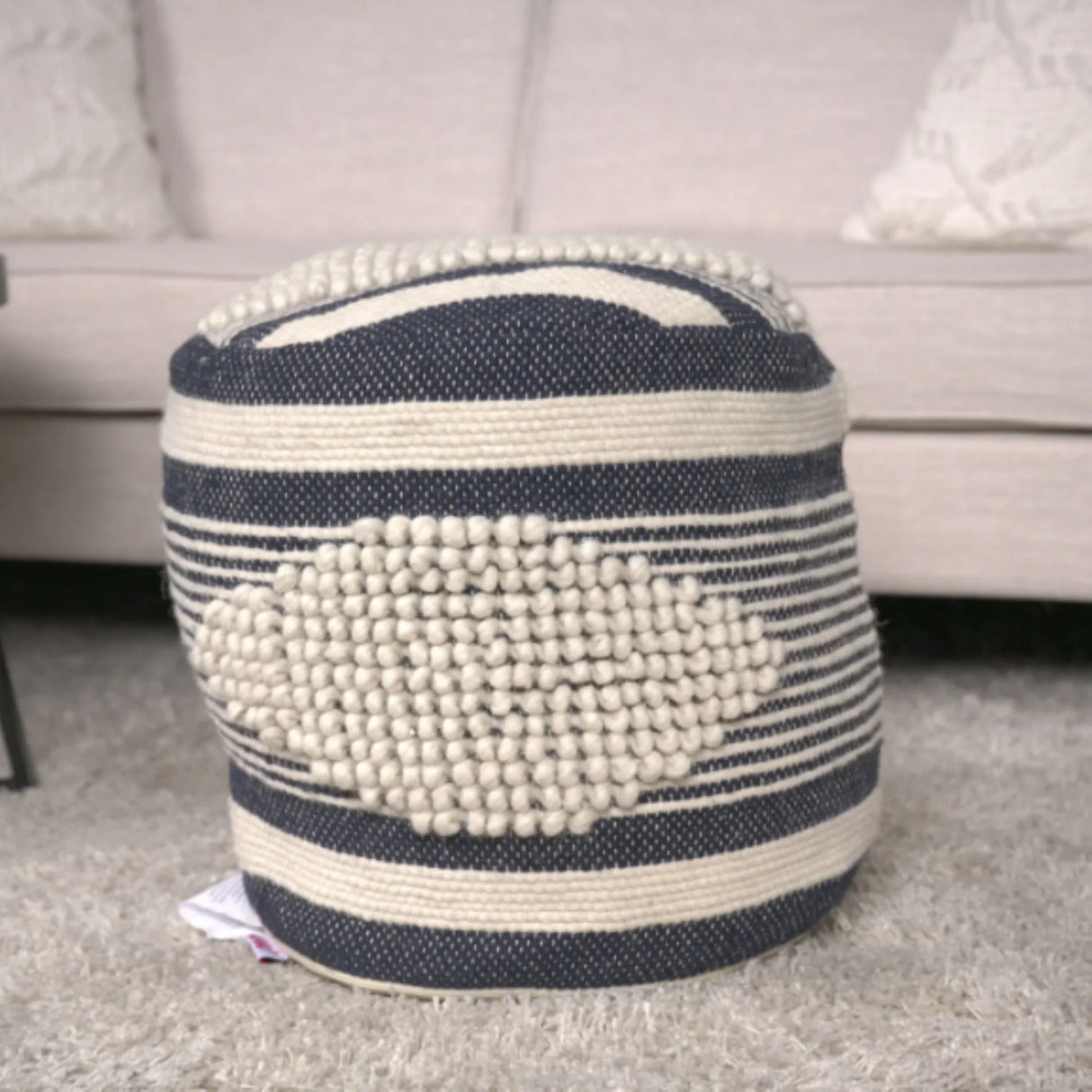 Diamond - Handcrafted Cylindrical Pouf - Furniture Home Direct