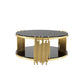 Elegant Round Table With Double Layer Tempered Glass Top And Stainless Steel Frame For Living Room - Furniture Home Direct