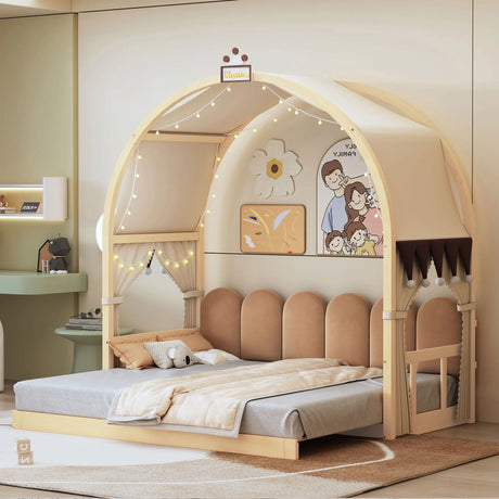 Extended Bed With Arched Roof And Trundle - Furniture Home Direct
