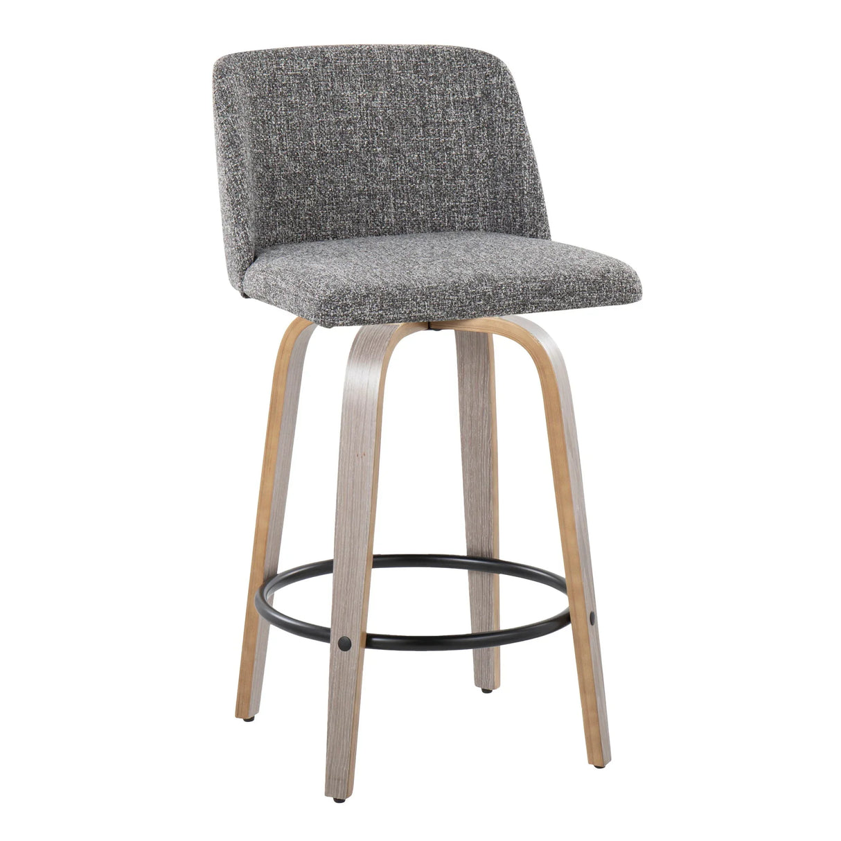 Toriano - Contemporary Fixed Height Counter Stool With Swivel & Round Footrest (Set of 2) - Furniture Home Direct