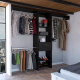 Closet System With Rods And Drawer Wall Mounted Black - Furniture Home Direct