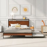 Platform Bed Frame With Trundle, USB Ports And Slat Support, No Box Spring Needed - Furniture Home Direct