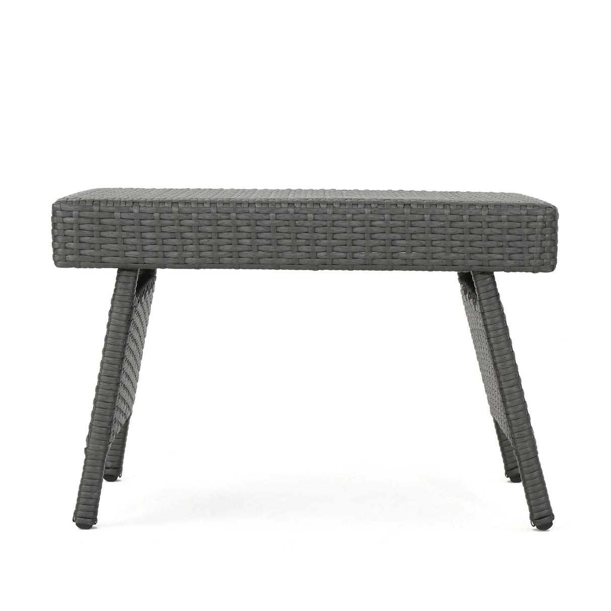 Outdoor Wicker Table With Rectangular Tabletop - Gray